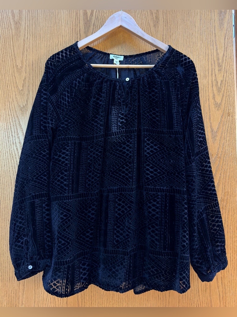 dylan Velvet Burnout Peasant Top, size large